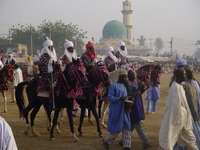 Horsemen with fake spears