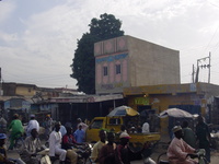 Pink-painted shop outside the market