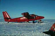 Repairing the front ski of a Twin Otter