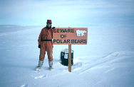 'Beware of Polar Bears' sign, creek 6 drumline (leaving Halley)