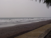 Beach and sea with people swimming