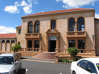 A Californian Spanish Mission style building.