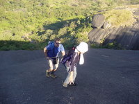 Dave assisting Marebec on a steep slope