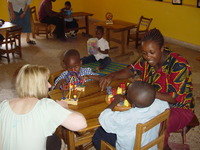 Children playing in a classroom