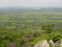 Looking across to the Usuma dam reservoir