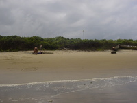 Jenny and Tracey on the beach at Akassa