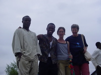 Ebenezer, Timi, Amy and Ine at the jetty, saying goodbye to us