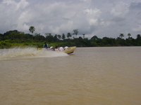 One of the other speedboats heading out from Yenagoa