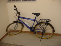 A blue mountain bike