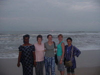 A friend of Charles's, Kay, Jenny, Tracey and Marebec on the beach