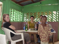 Group at lunchtime with little boy who was fascinated by us