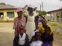 Crowd of children posing for the camera