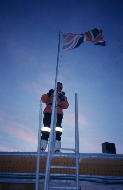 Dave lowering the flag