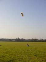 Al and his BladeII 4.9m kite Al sitting on the ground flying his ktie